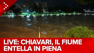 Maltempo in Liguria, il fiume Entella a Chiavari supera la soglia di pericolo: diretta video