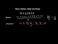 Mean, Median, Mode and Range