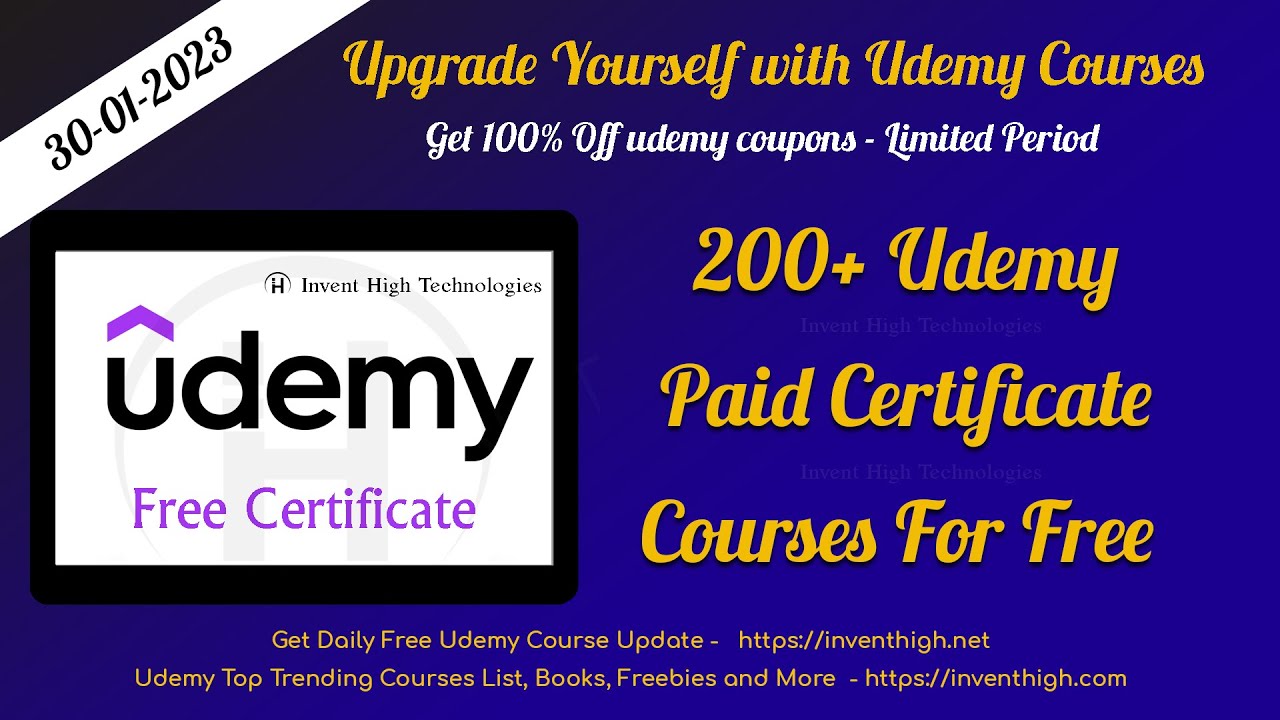 200+ Free Udemy Certificate Courses - - Free Udemy Coupons- 30/1/23 ...