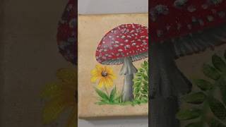 “How to Paint Mushrooms on Mini Canvases” full acrylic painting tutorial on my channel! 🍄🎨😊 #art