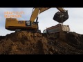 caterpillar 390f lme excavator loading mercedes trucks