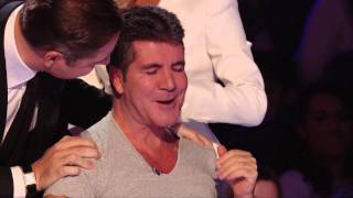 David saves Simon from choking | Britain's Got More Talent 2014