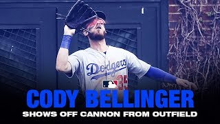 Bellinger shows off arm