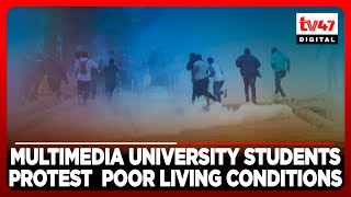 multimedia university students took to the streets to protest  poor living conditions