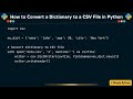 How to Convert a Dictionary to a CSV File in Python