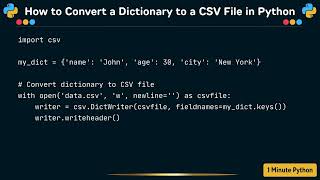 How to Convert a Dictionary to a CSV File in Python