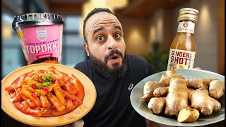 التوبوكي الكوري 🍜 مشروب الزنجبيل المركز 😱 اغرب سناكس عالمية