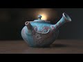 陶芸家、山田想さんの青急須、青ぐい呑、抹茶茶碗 blue tea pot sake cup tea bowl japanese potter by sou yamada