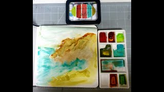 Alyona Creates palette used for a painting inspired by Norman Ackroyd