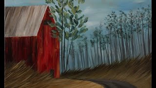 Summer Barn Step by Step Acrylic Painting on Canvas for Beginners