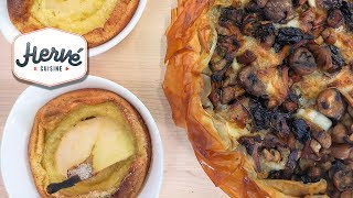 2 recettes faciles : Flan sans pâte poire vanille + Tarte croustillante salée