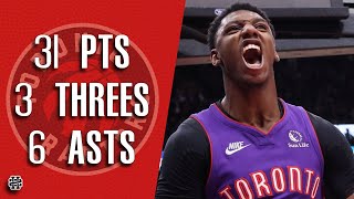 RJ Barrett 31 pts 3 threes 6 asts vs Kings 24/25 season