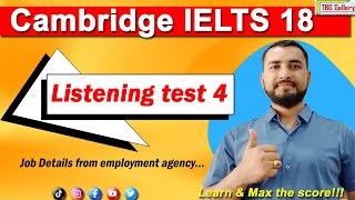 IELTS 18 Listening Test 4 I Cambridge IELTS I Tribikram I job details from employment agency #ielts