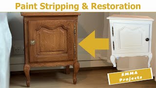 Old Nighstand Renovation | Paint Stripping | Woodworking at Home | 16 hours of work in 15 minutes