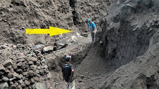 the miner tore down the cliff to get the black sand