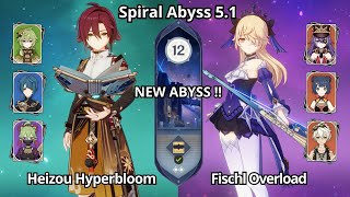 4 STARS ONLY | Heizou Hyperbloom & Fischl Overload - Spiral Abyss 5.1 Floor 12 Genshin Impact