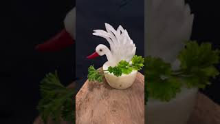 How to carving white radish swan #short