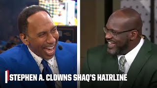 Stephen A. couldn't help but laugh when Shaq mocked his hairline 🤣 | NBA on ESPN