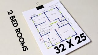 32 x 25 simple house plan II 32 x 25 ghar ka design II 2 bedroom home design