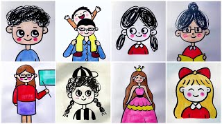 Easy Cartoon Characters to Draw for Kids Tutorial | Cute Cartoon Character Drawing Tutorial