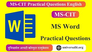 MSCIT Microsoft Word Practical Question -English  | MS Word Practical Questions | Universal IT Org