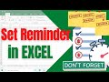 HOW TO SET REMINDER IN EXCEL