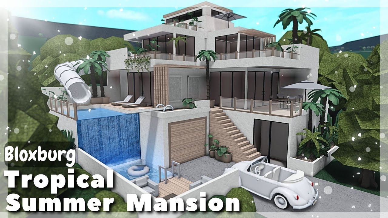 Bloxburg Tropical Summer Mansion Speedbuild Roblox House Build Youtube
