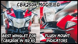 Yamaha R15 Winglet installation on CBR250R | Flush Mount Indicators Installed