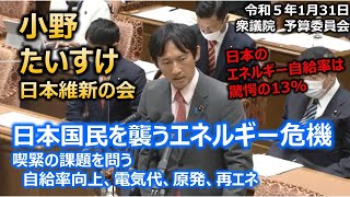 ＃小野たいすけ　#日本維新の会　20230131　衆議院　予算委員会　エネルギー問題　＃小野泰輔