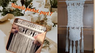 Macramé knots, tassel pocket, part 7, side patterns and pocket. Macramé Master class.