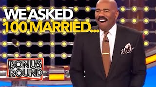 WE ASKED 100 MARRIED... Steve Harvey ASKS THE QUESTIONS On Family Feud \u0026 Gets Funny Answers!