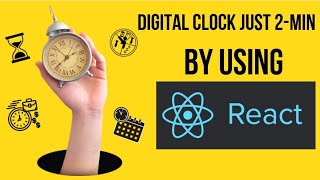 Digital clock by using react js || react hook||html ||css+javascript.#react #reactjs #digitalclock