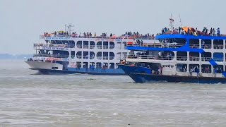 দ্রুতগতিতে আসা যাওয়া-২ কে ওভারটেক করছে সম্পদ | mv Sampad ovetake Asa Jawa-2 |overloaded ships