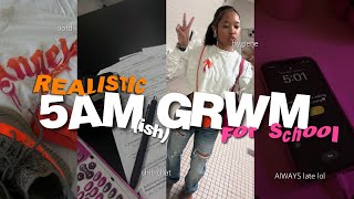 *REALISTIC* 5AM(ish) GRWM For School | ootd, chit-chat, productive habits, makeup & more
