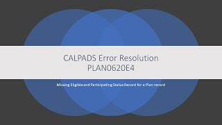 CALPADS Error Resolution PLAN0620E4