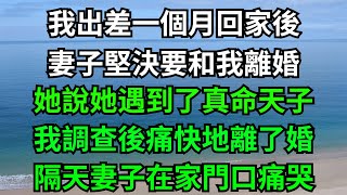 我出差一個月回家後，妻子堅決要和我離婚，她說她遇到了真命天子，我調查後痛快地離了婚，隔天妻子在家門口痛哭！【年華妙語】#落日溫情#情感故事#花開富貴#深夜淺讀#深夜淺談#家庭矛盾 #爽文