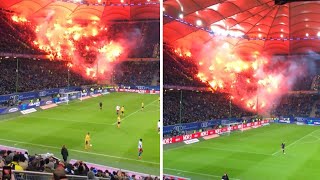 German soccer fans light up massive section of seats with flares #Shorts