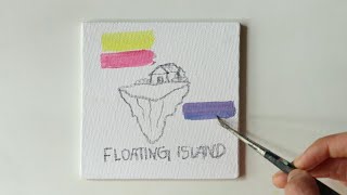 Daily Challenge #14 / Floating Island Painting / Simple Acrylic Painting