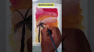 Evening scenery painting easy #shorts #viral