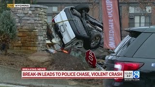 Two-county police chase ends in crash, 3 arrests in Wyoming