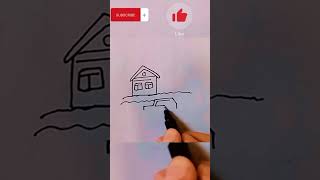 How to draw house in flood scenery