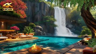 Transform Your Backyard into a Serene Oasis 4K🌿 ASMR Relaxation with Waterfall Sounds & Nature Sound
