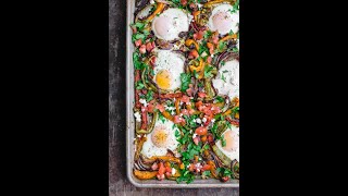 EASY Sheet Pan Baked Eggs and Veggies! #shorts #brunch #easyrecipe #eggs #mediterraneanbreakfast