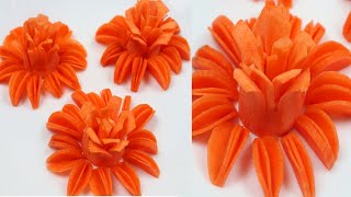 Salad decoration ideas | How to make Carrot flower | Fruit and Vegetable carving