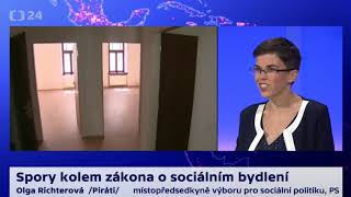 Olga Richterová o zákonu o sociálním bydlení, 1.11.2018, ČT 24