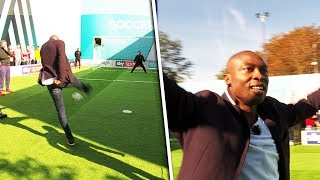 Shola Ameobi v Mo Gilligan | Penalty, volleys, free kick & crossbar challenge | Soccer AM Pro Am