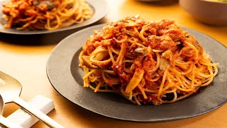 【鯖の水煮】ひとくちでリピートが確定する『鯖缶トマトパスタ』