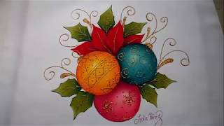 Pintura en tela navidad esferas navideñas, painting tutorial, how to paint christmas balls