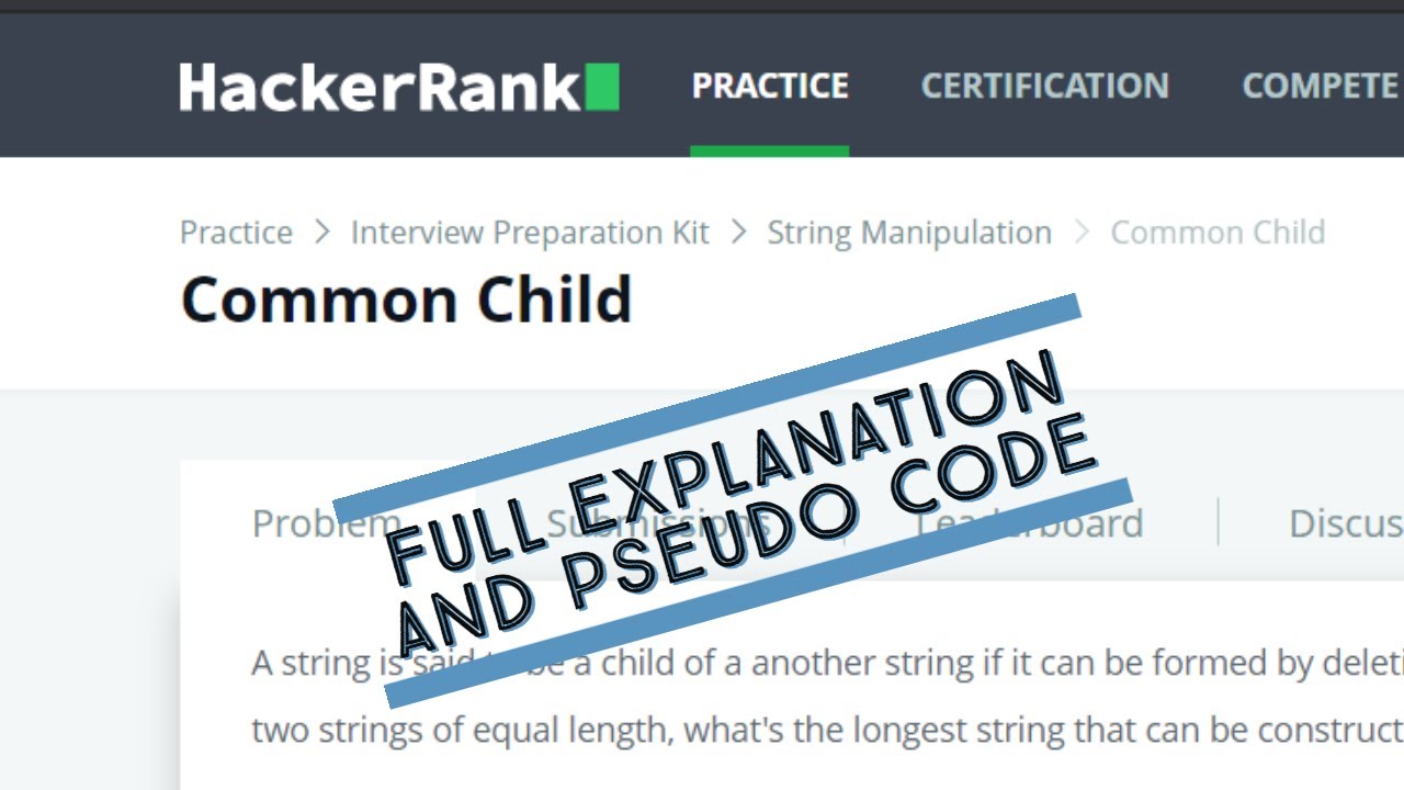 Hackerrank | Interview Preparation Kit | Common Child | Full ...