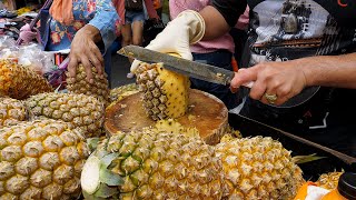 crazy speed! amazing pineapple cutting skills - thai street food